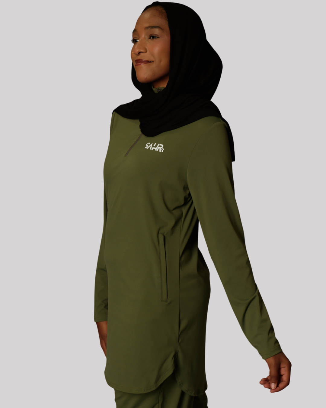 Fitted Training Top 1/4 Zip – Olive