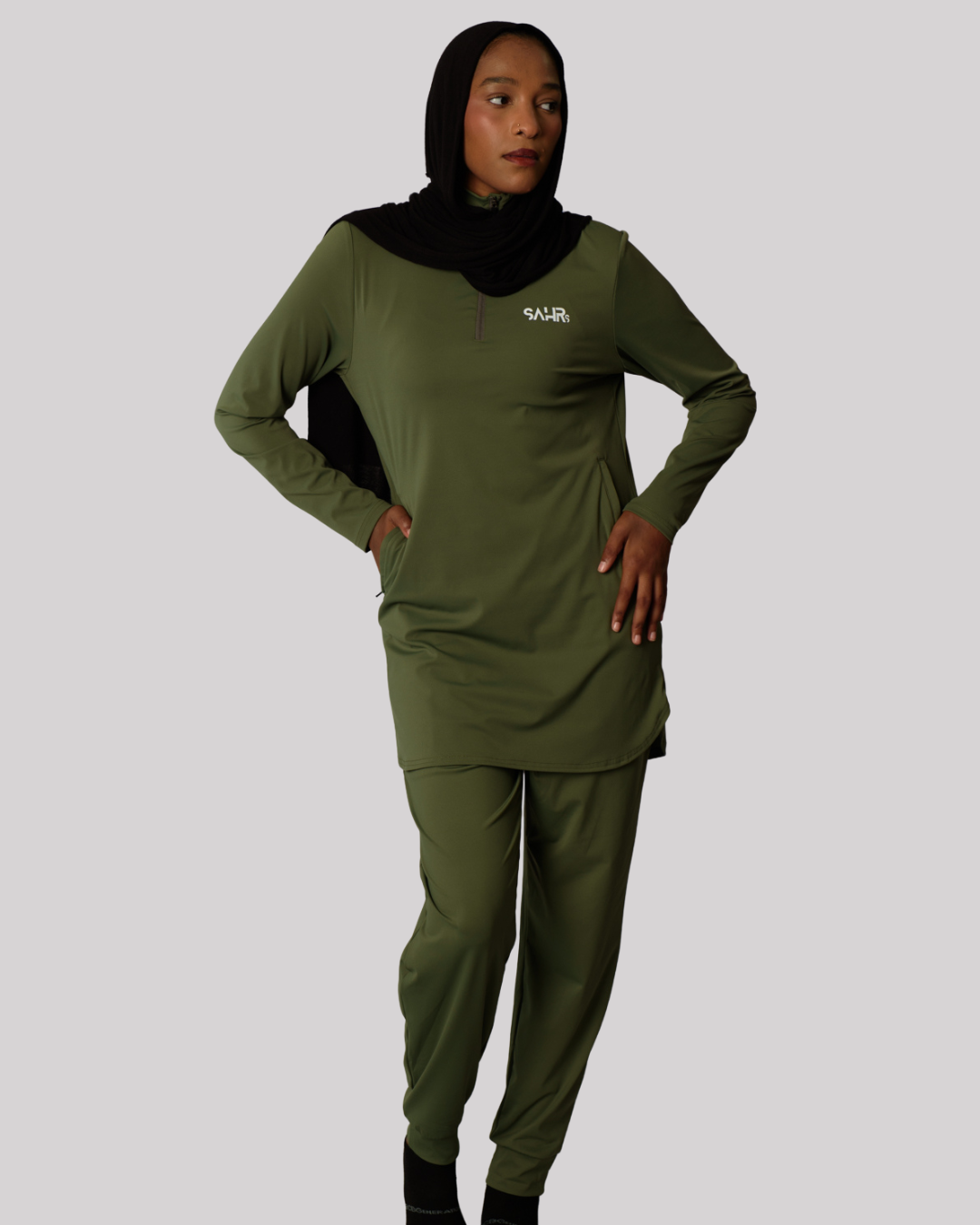 Fitted Training Top 1/4 Zip – Olive