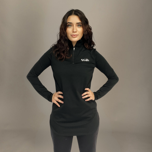 Training Quarter Zip Fitted Top – Black