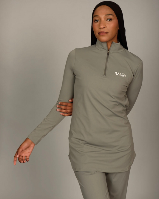 Training Quarter Zip Fitted Top – Gray