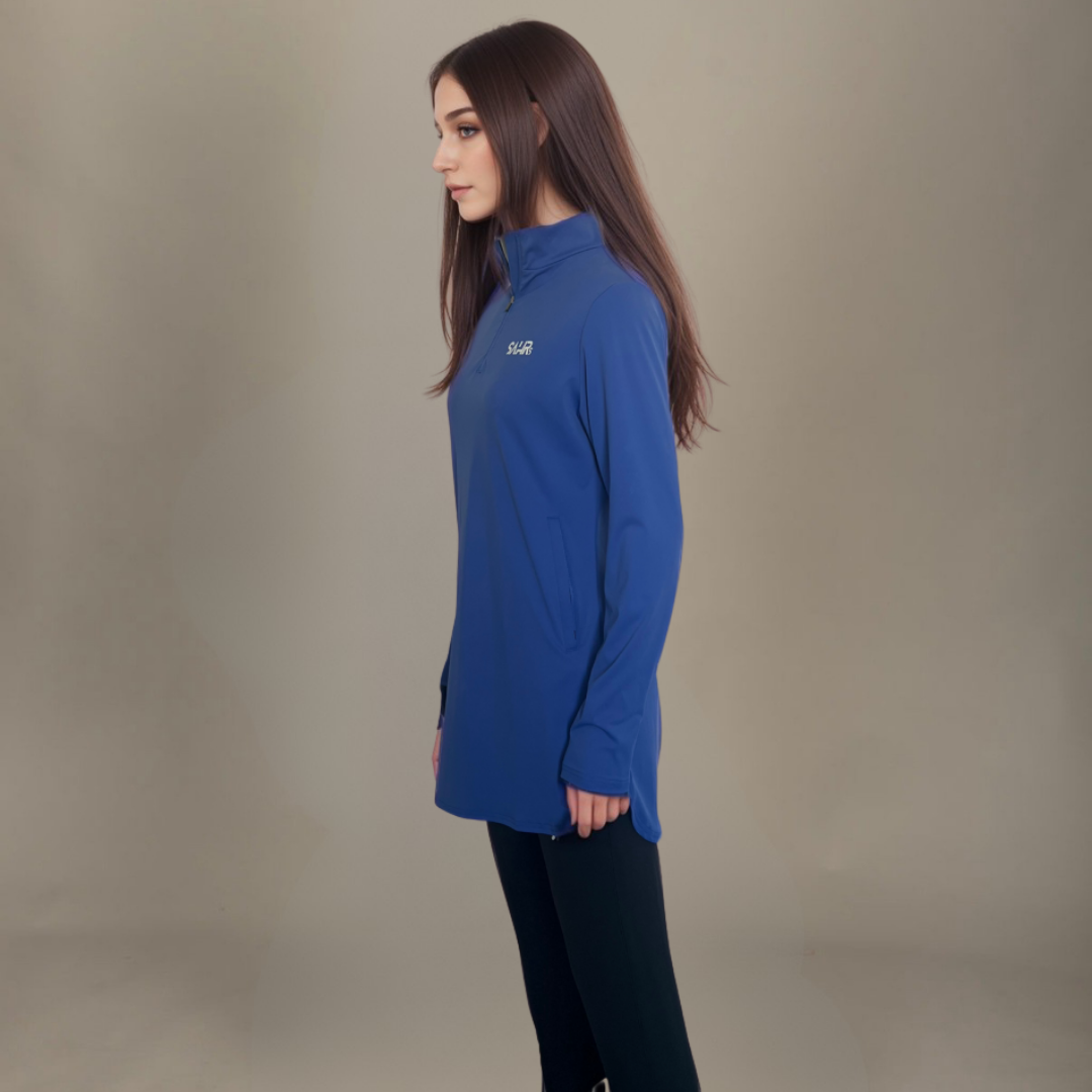 Training Quarter Zip Fitted Top – Blue