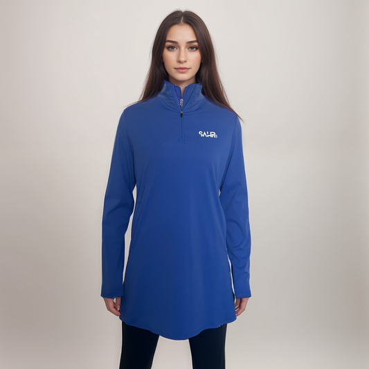 Women's Athletic Fitted Top ¼ Zip Blue