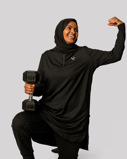 Loose Performance Top 1/4 Zip – Black