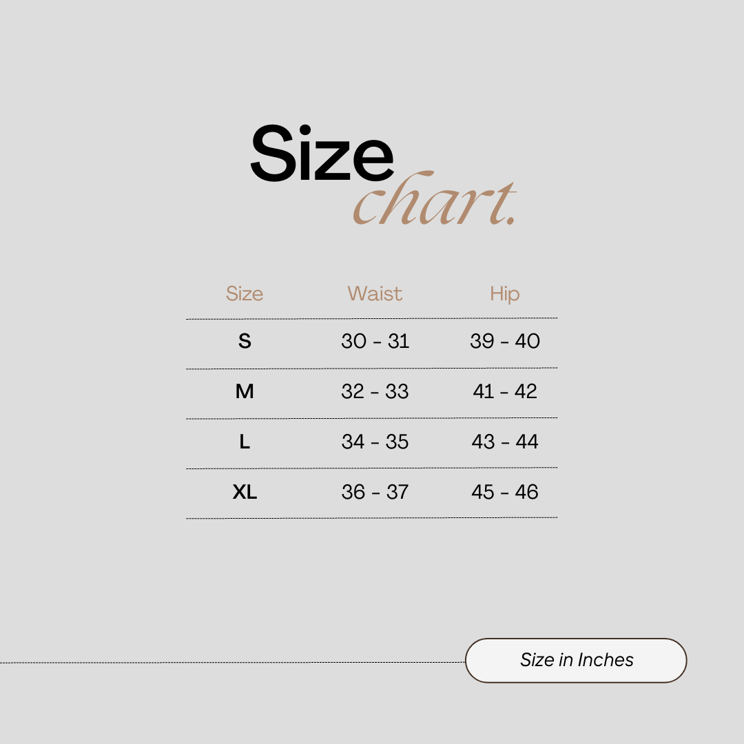 Shorts size chart