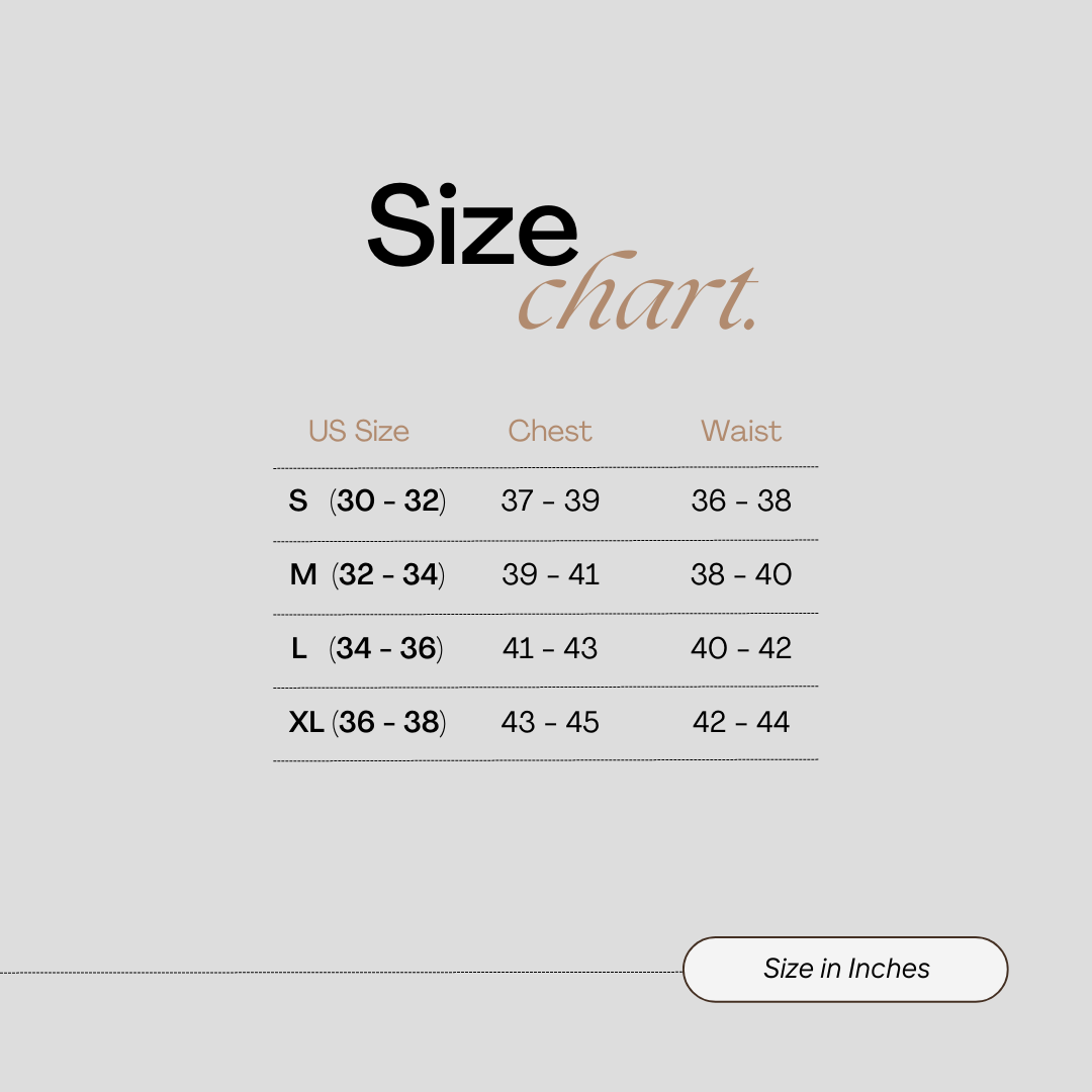 Men's workout shirt size chart