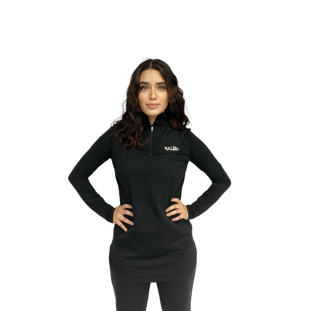 Women's Athletic Fitted Top ¼ Zip Black – SAHR Sports