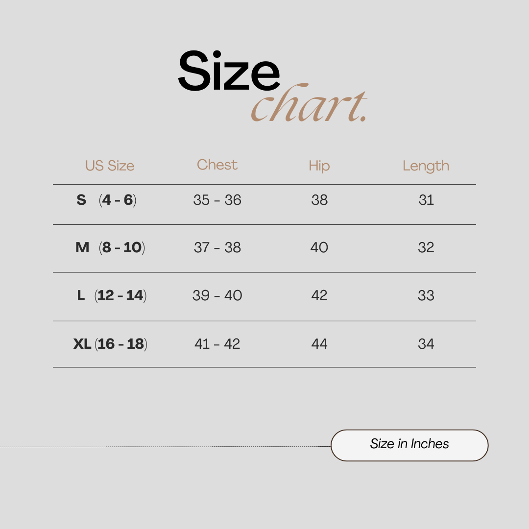 Women's fitted shirt size chart